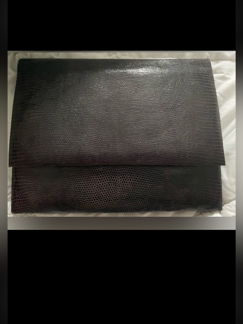 Vintage Black Large clutch embossed snake skin - Picture 4 of 4
